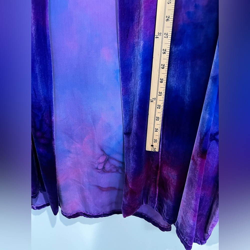 Elizabeth Eyre Seltzer Vintage Tie Dye Purple Velvet Open Front Jacket Sz. OS - Picture 5 of 7